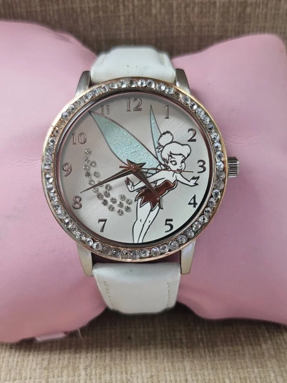 Disney Tinkerbell Dream Wristwatch Silver Tone Case Analog Quartz Watch Accutime